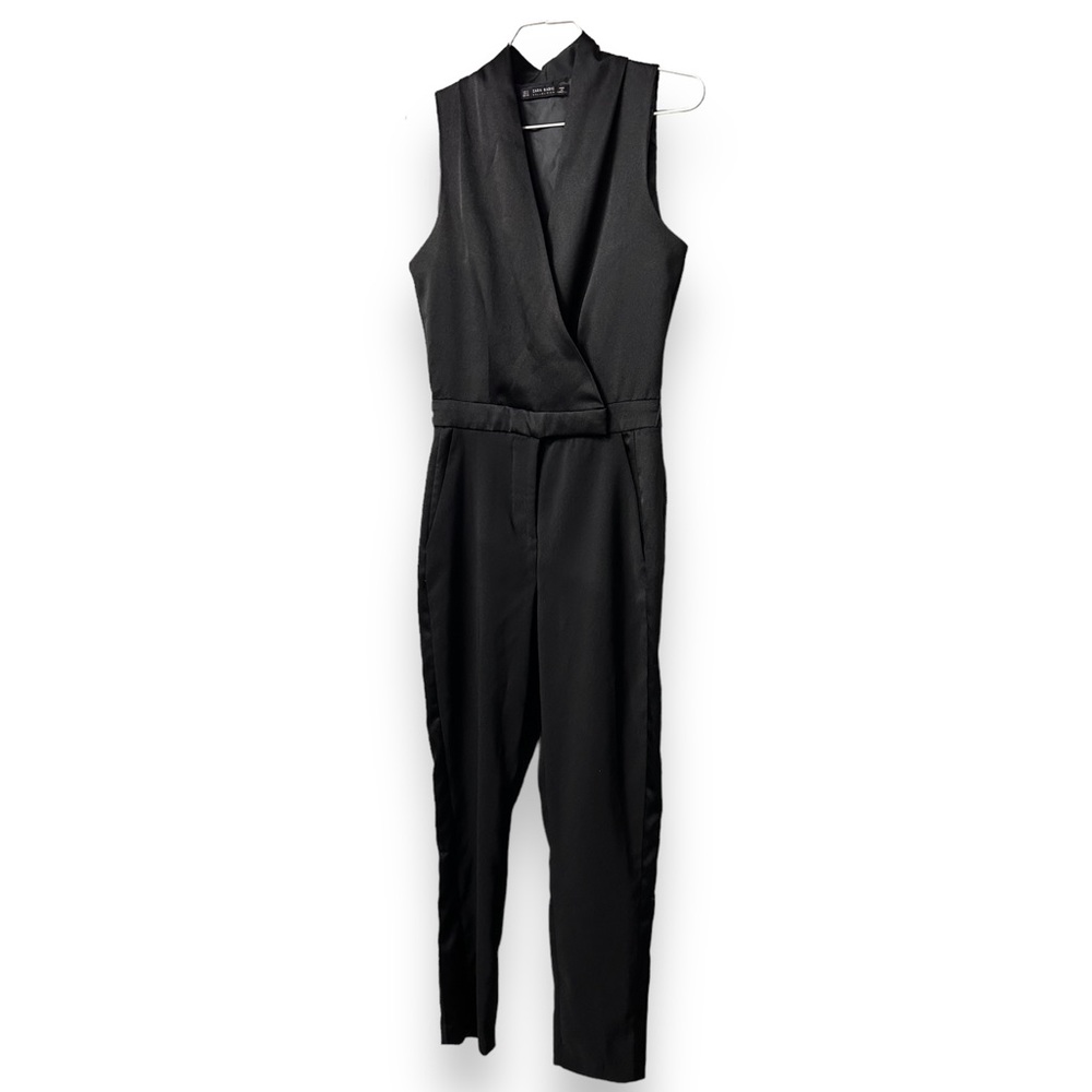 Zara Basic Collection Black Tuxedo Jumpsuit